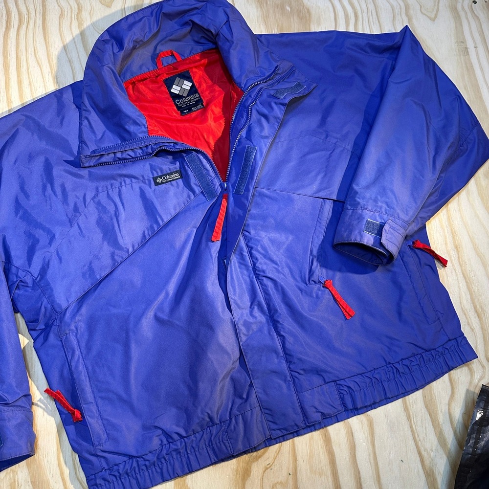 Columbia Men's Vintage Radial Sleeve Bugaboo Ski Jacket Blue Red Size L